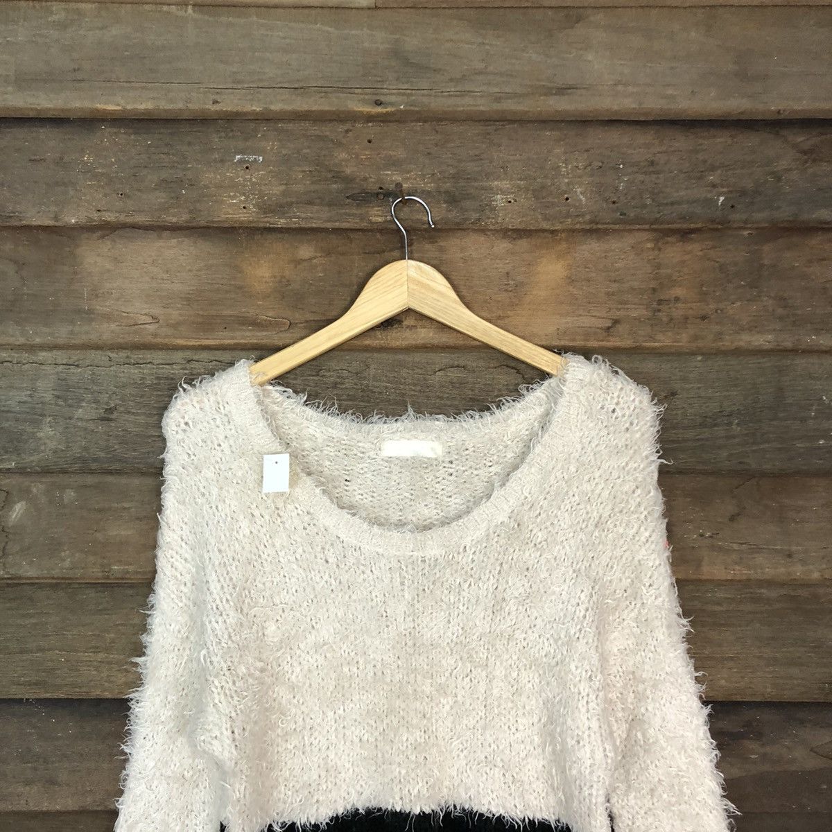 Homespun Knitwear × Japanese Brand DL Jeanasis Cream/Black Mohair Shag Shaggy Knitwear #B633 Size L / US 10 / IT 46 - 9 Thumbnail