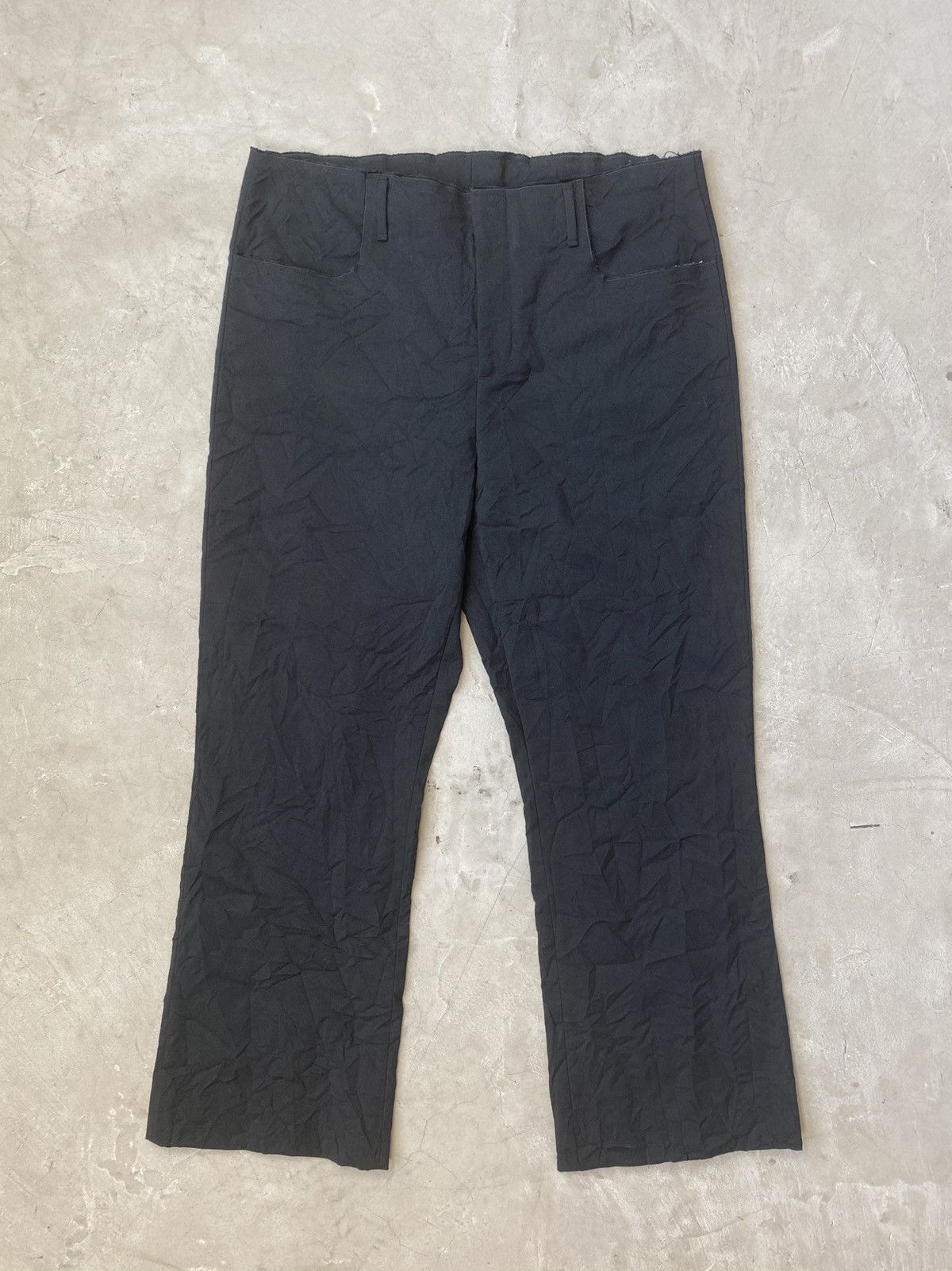 Acne Studios Acne Studios Crushed Wool Raw Edge Flared Trousers Size US 34 / EU 50 - 1 Thumbnail