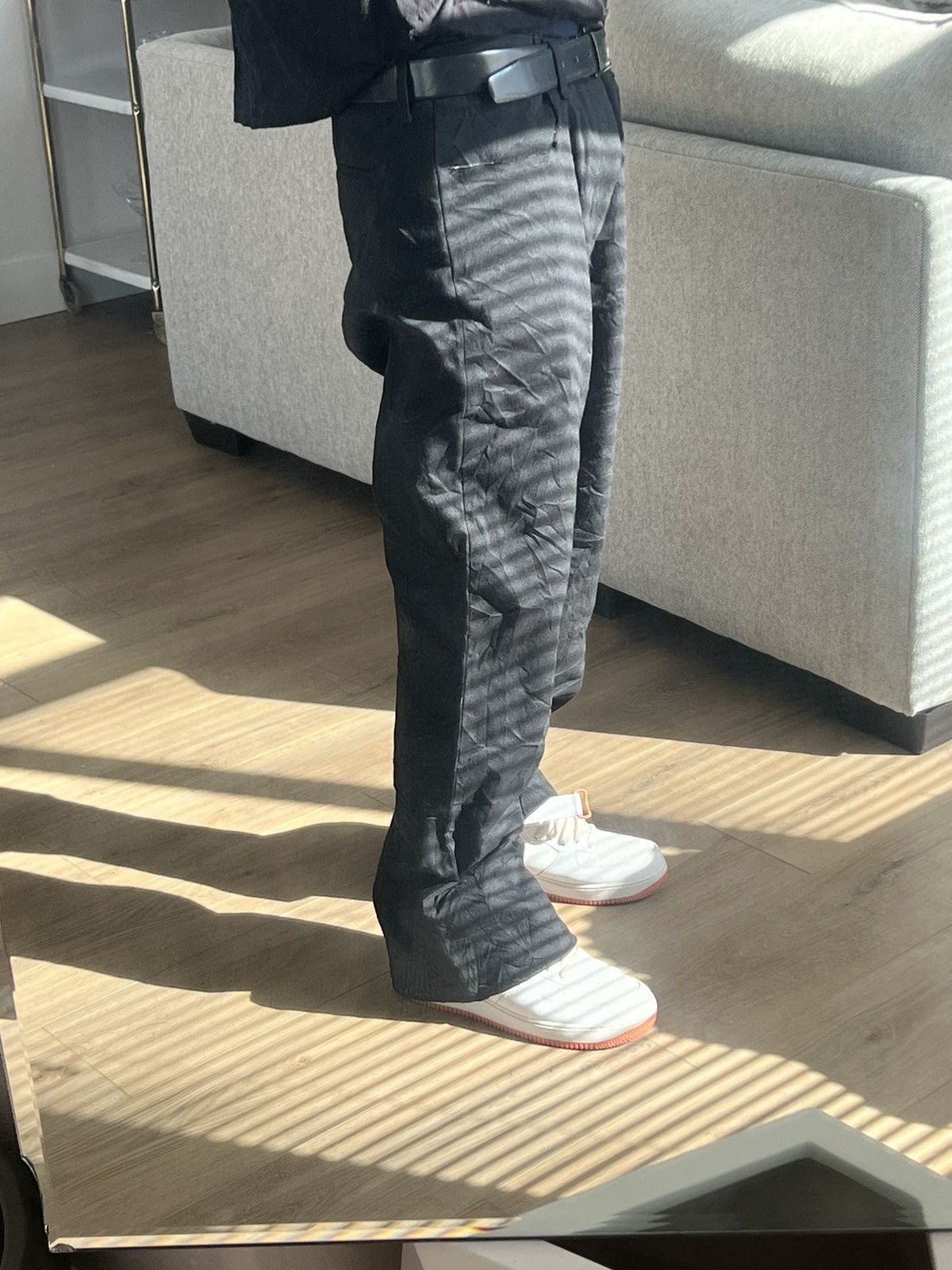 Acne Studios Acne Studios Crushed Wool Raw Edge Flared Trousers Size US 34 / EU 50 - 9 Thumbnail