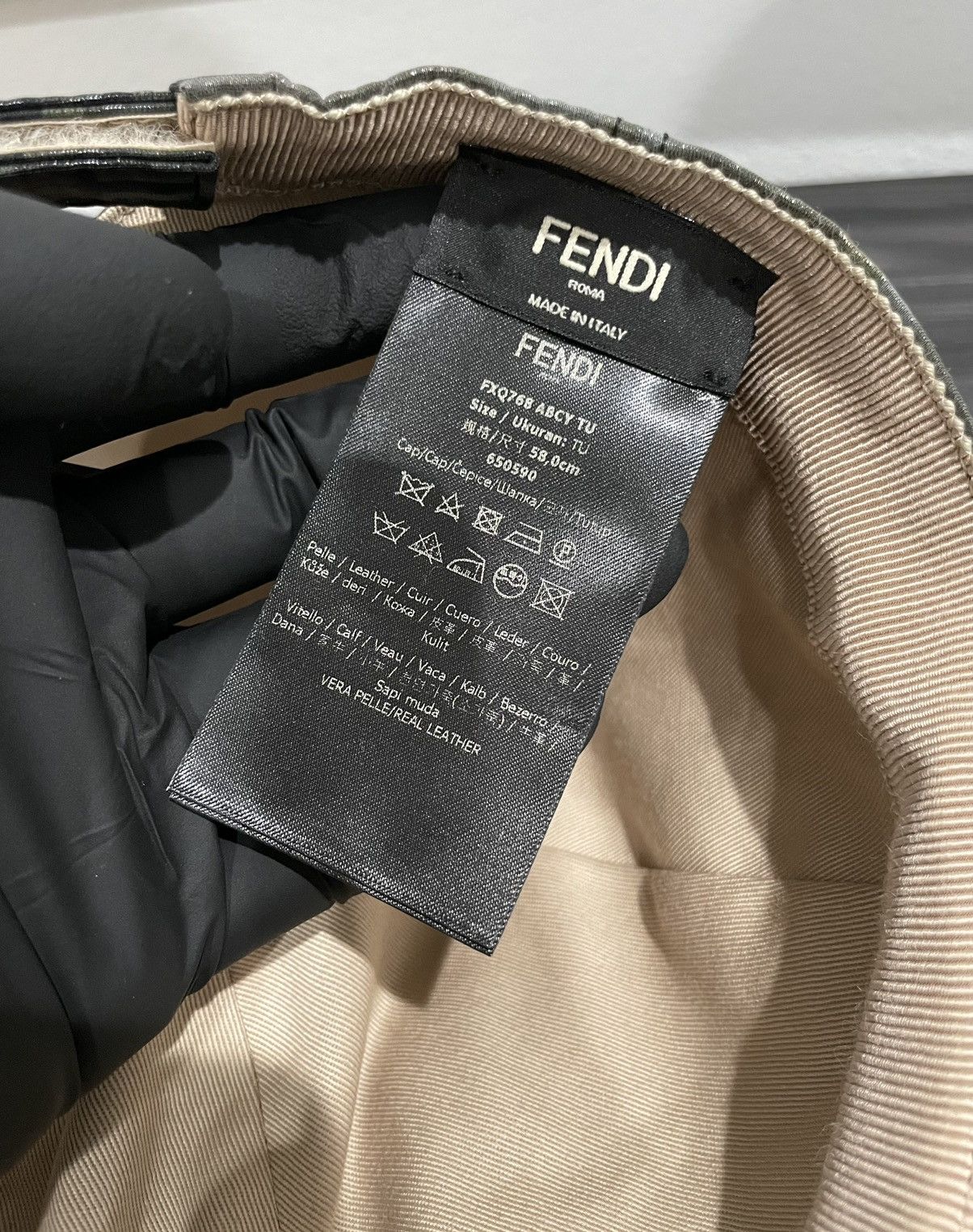 Fendi FENDI “Forever Fendi” camo leather cap baseball hat Size ONE SIZE - 14 Thumbnail