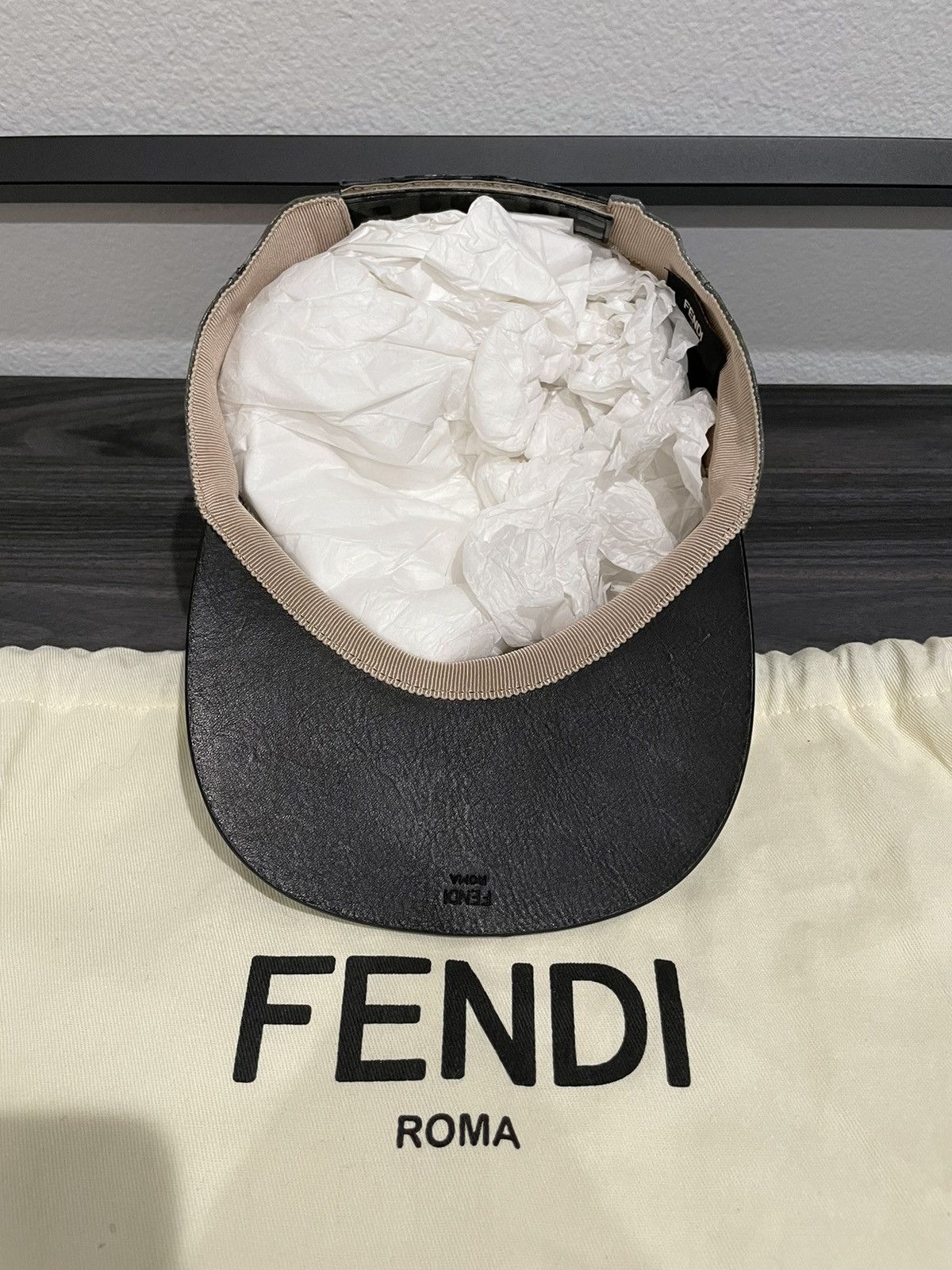 Fendi FENDI “Forever Fendi” camo leather cap baseball hat Size ONE SIZE - 11 Thumbnail