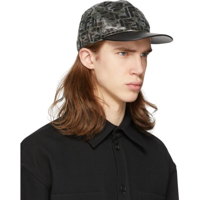 Fendi FENDI “Forever Fendi” camo leather cap baseball hat Size ONE SIZE - 3 Thumbnail