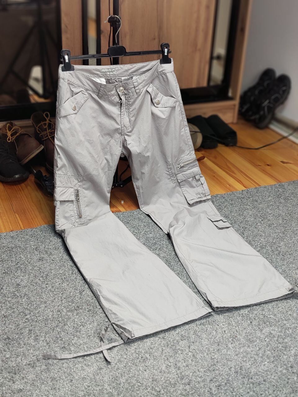 Japanese Brand Vintage 90's Japanese Bondage Zip Bootcut Gray Cargo Pants Size US 31 - 21 Thumbnail