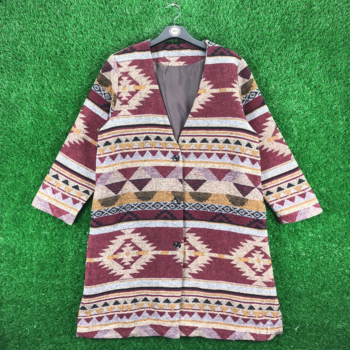 image of Vintage Navajo Long Cardigan Jacket By Brilliant Fashion, Men's (Size Medium)