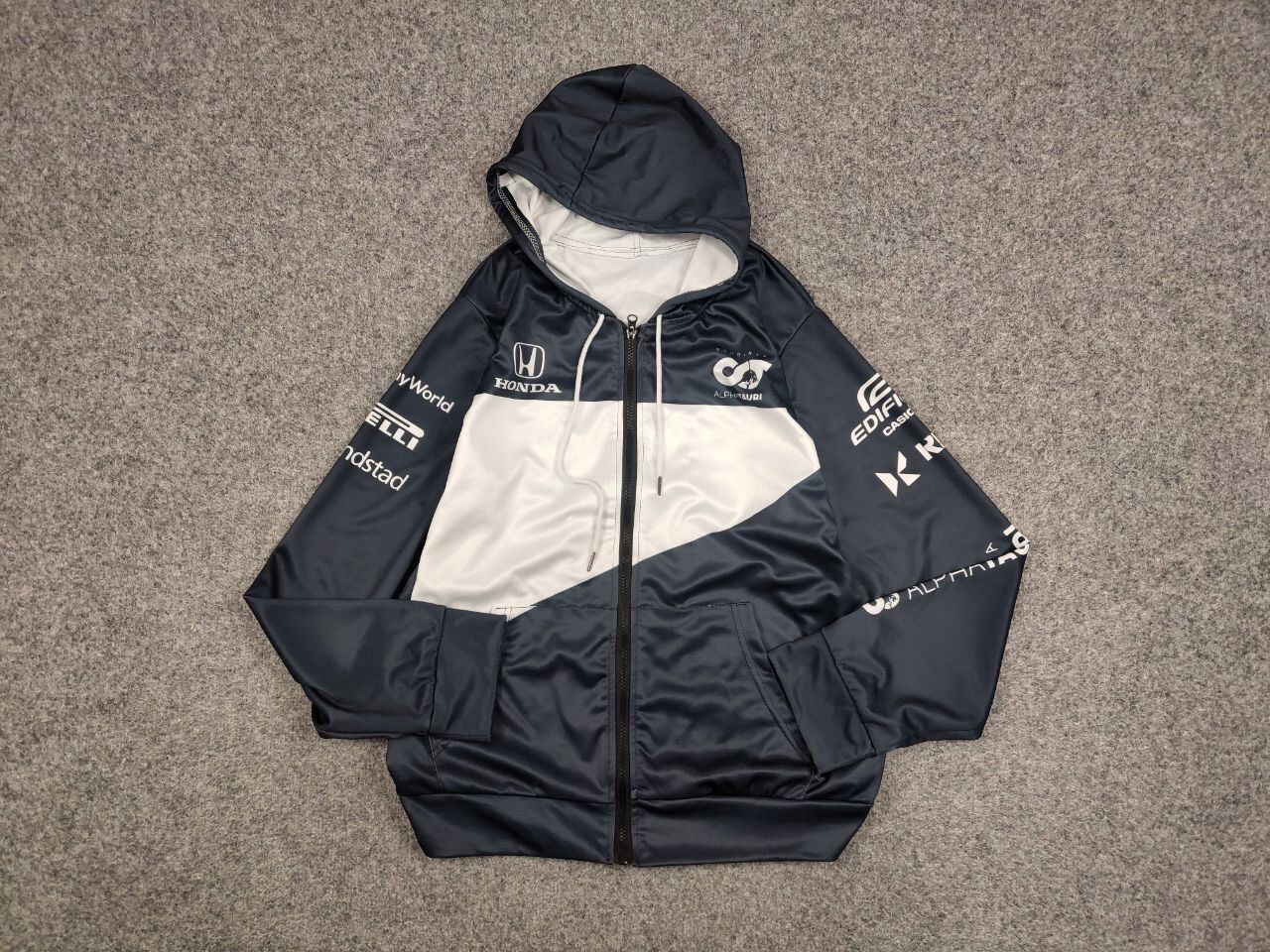 Vintage Vintage 90's Honda HRC Racing Logo Pattern White Zip Hoodie Size US M / EU 48-50 / 2 - 14 Thumbnail