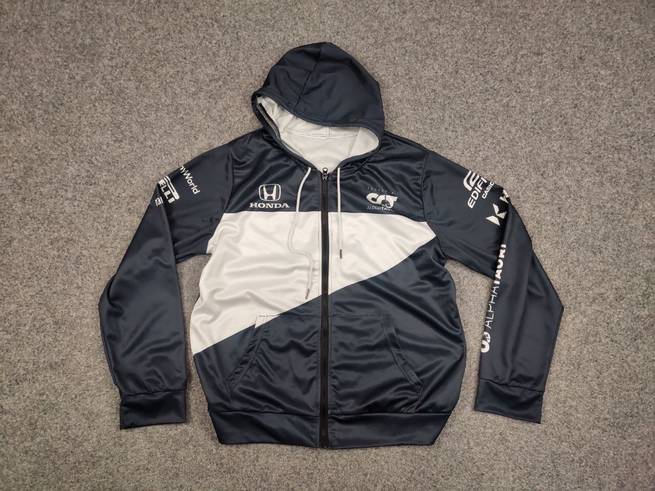 Vintage Vintage 90's Honda HRC Racing Logo Pattern White Zip Hoodie Size US M / EU 48-50 / 2 - 16 Thumbnail
