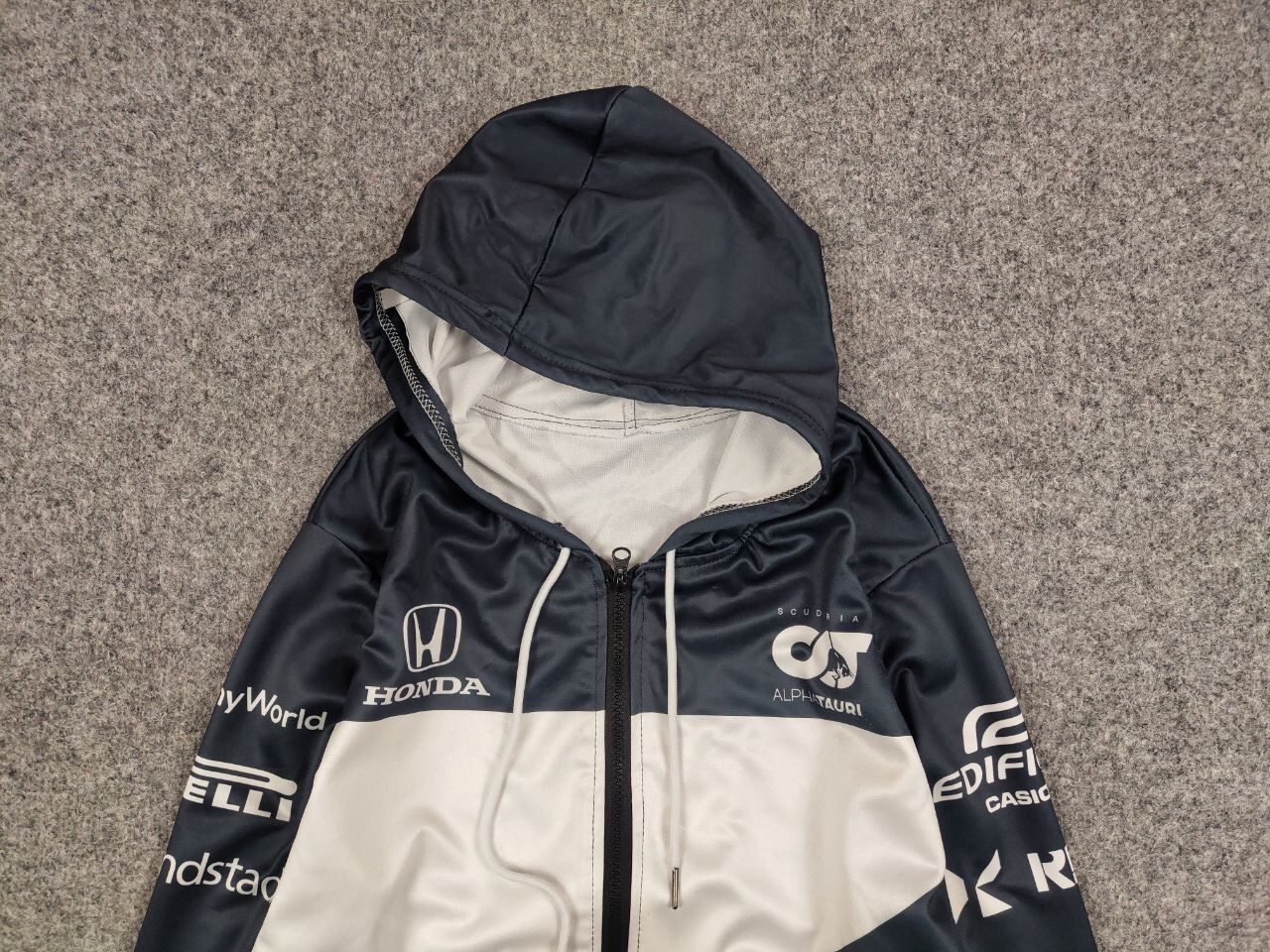 Vintage Vintage 90's Honda HRC Racing Logo Pattern White Zip Hoodie Size US M / EU 48-50 / 2 - 8 Thumbnail