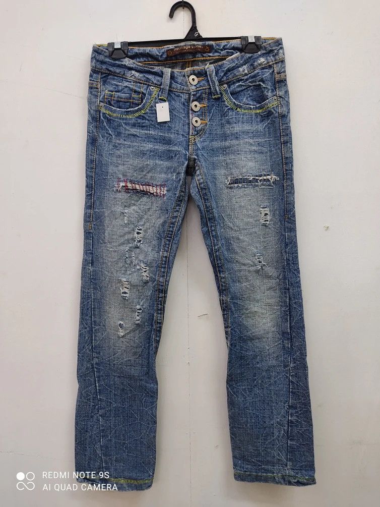 Japanese Brand Heritage Stone Distressed Blue Denim Size US 31 - 1 Thumbnail