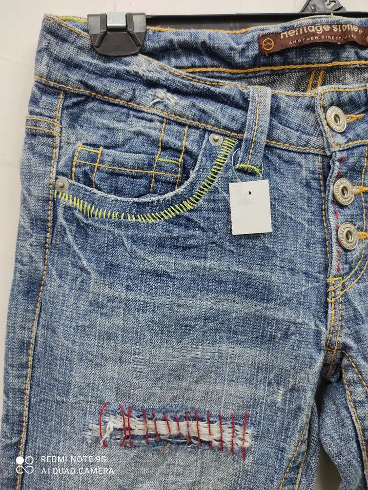 Japanese Brand Heritage Stone Distressed Blue Denim Size US 31 - 6 Thumbnail