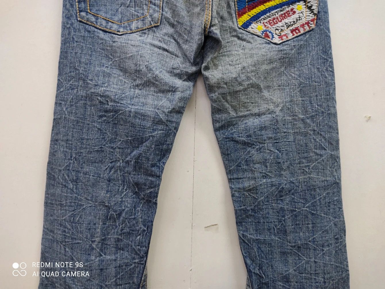Japanese Brand Heritage Stone Distressed Blue Denim Size US 31 - 11 Thumbnail