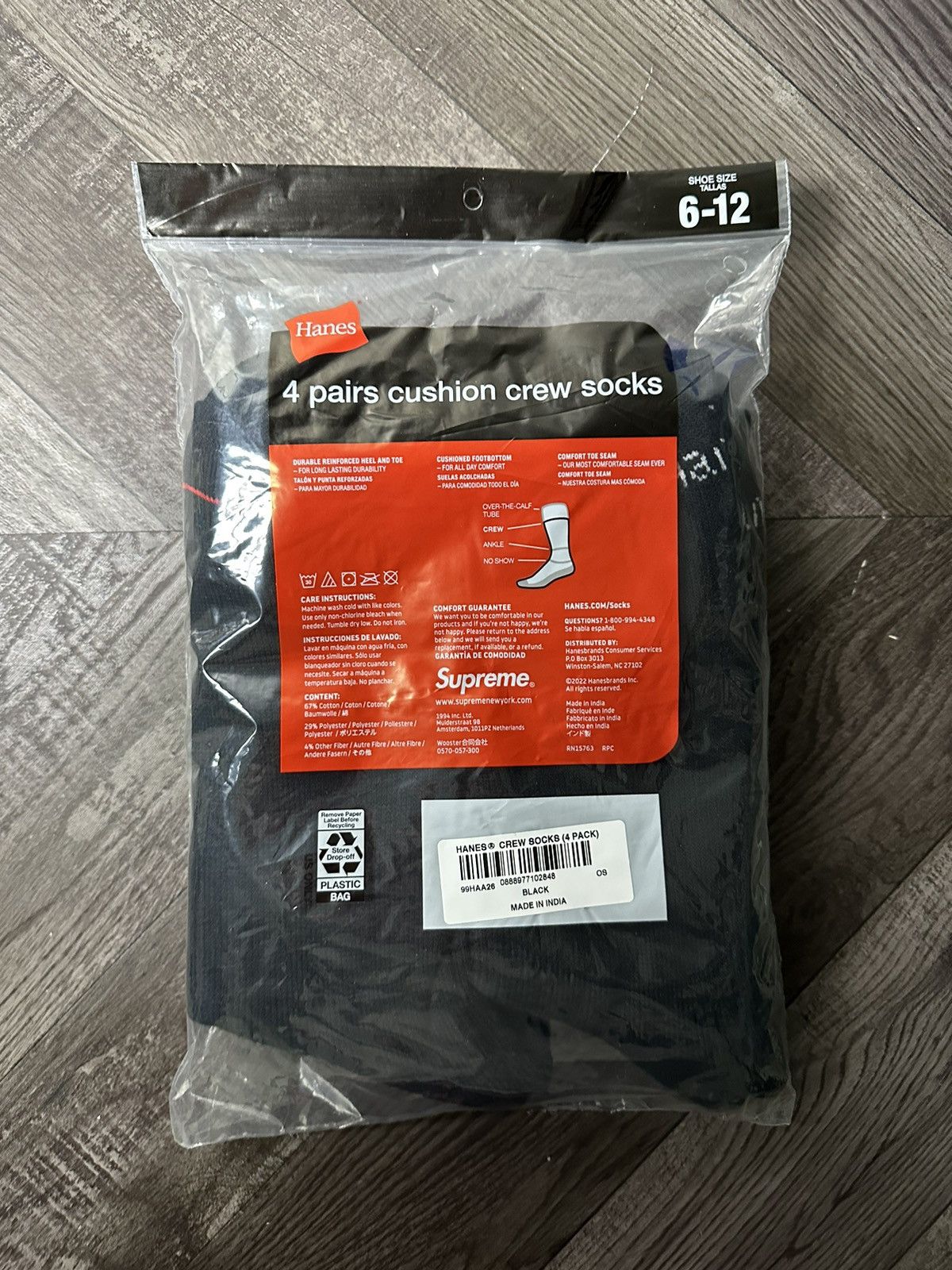 Supreme Supreme Hanes Socks 4-Pack Size ONE SIZE - 2 Thumbnail