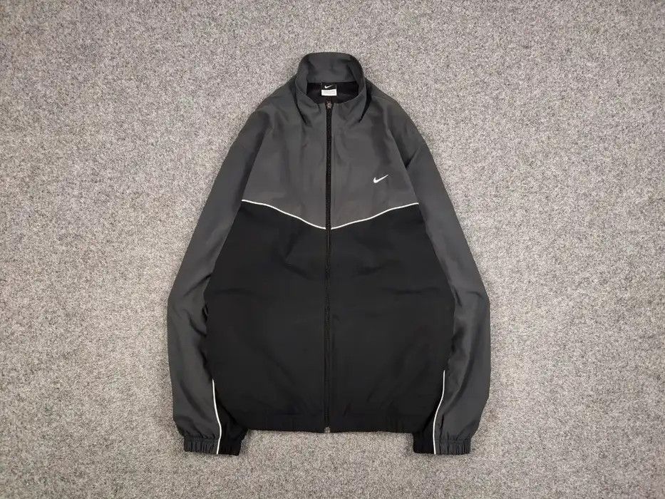 Nike Vintage Y2K Nike Swoosh Black Drill Lightweight Track Jacket Size US XL / EU 56 / 4 - 1 Thumbnail