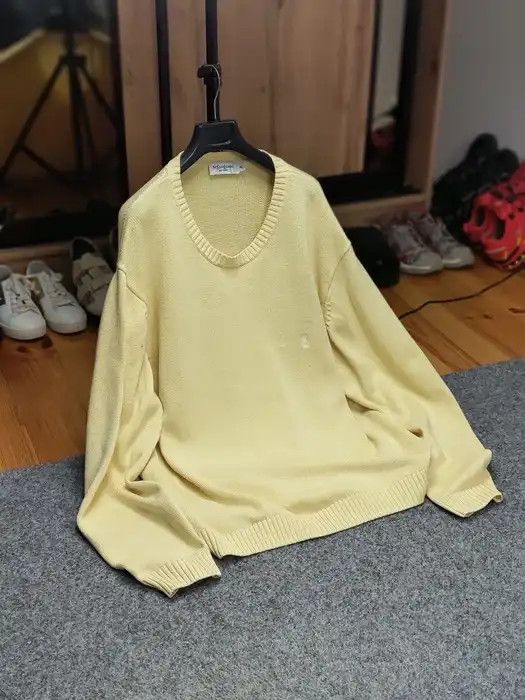 Yves Saint Laurent 🍋 Vintage 90's Yves Saint Laurent Yellow Knit Sweater logo Size US XL / EU 56 / 4 - 10 Thumbnail