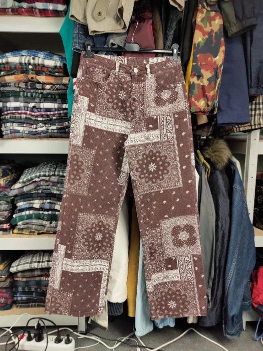 Japanese Brand Vintage Japanese paisley Bandana Denim Brown Print Pants Size US 30 / EU 46 - 10 Thumbnail
