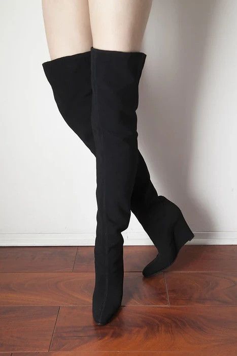 image of Helmut Lang Aw03 Thigh High Heel Shoes in Black, Women's (Size 7)