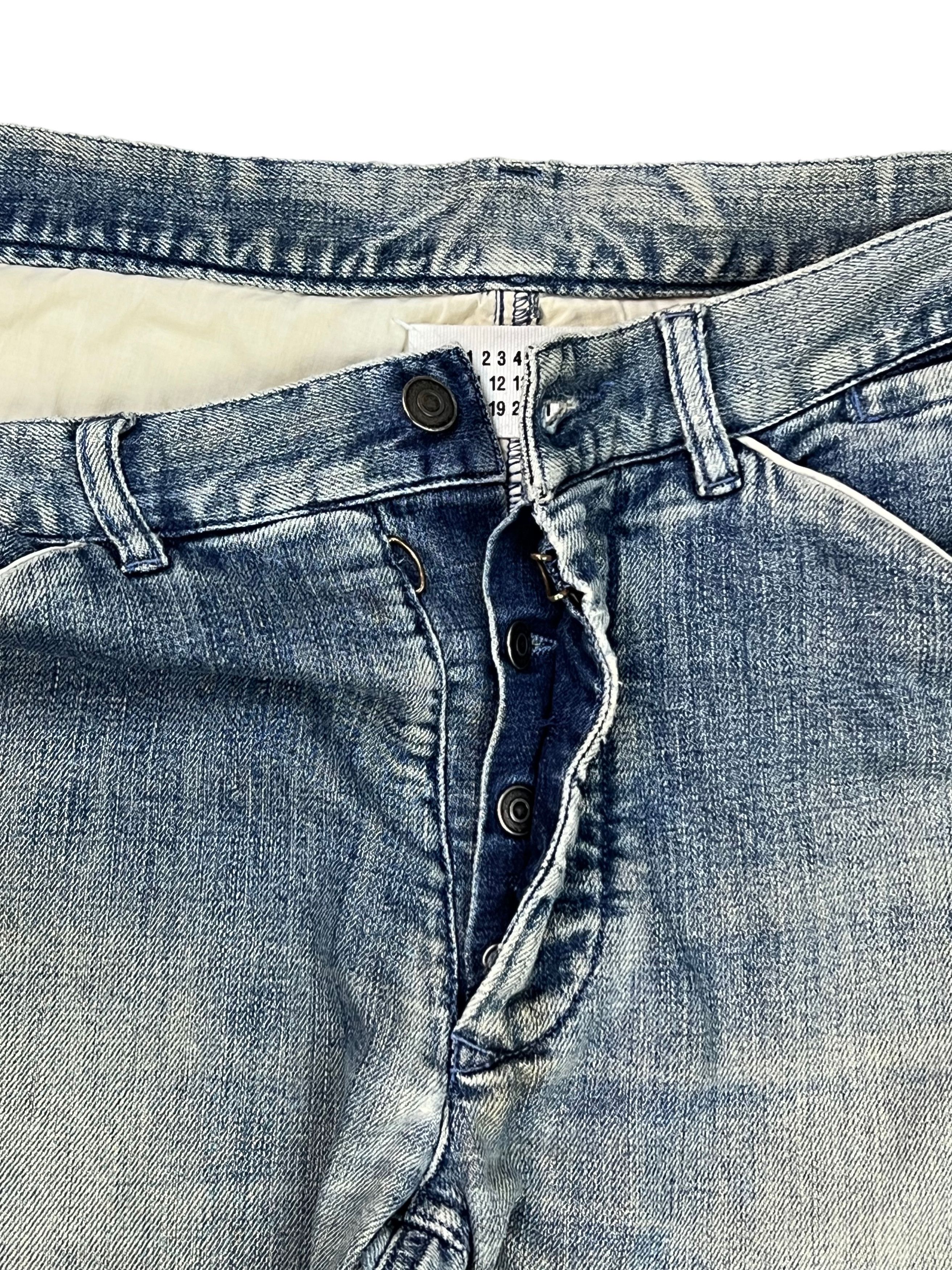 Maison Margiela 10 Distressed White Stitch Deconstructed Denim Pants Size US 35 - 8 Thumbnail