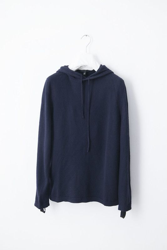 Image of Helmut Lang Aw03 Cashmere Mohawk Hoodie in Blue, Men's (Size Small)