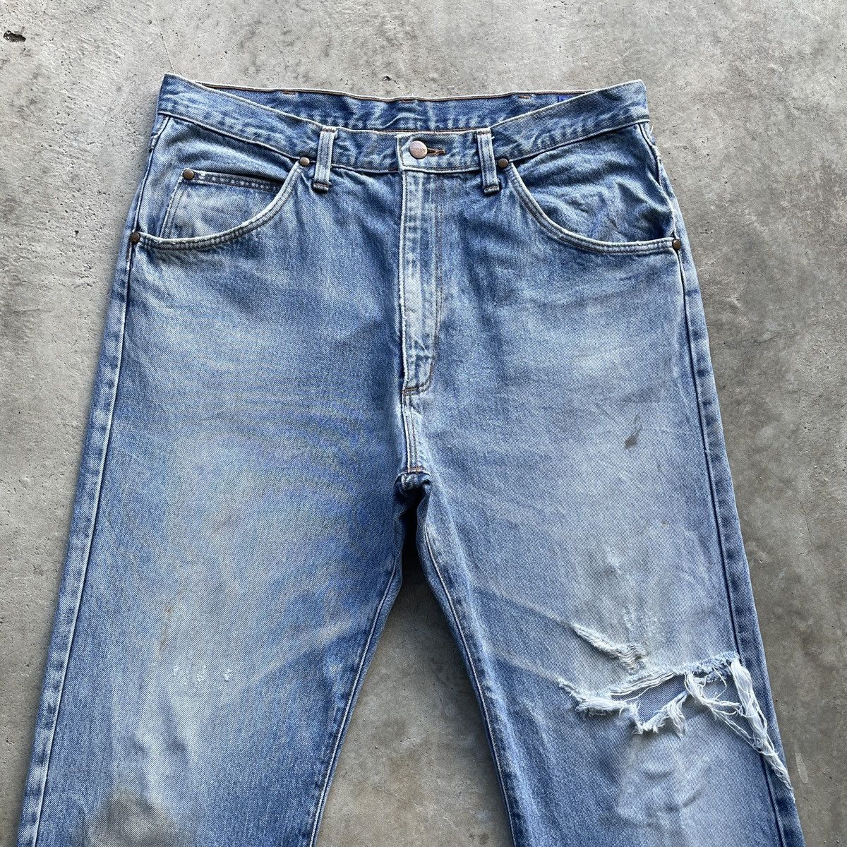 Vintage Vintage 90s Wrangler Distressed Denim Jeans Denim Pants W34 Size US 34 / EU 50 - 3 Thumbnail