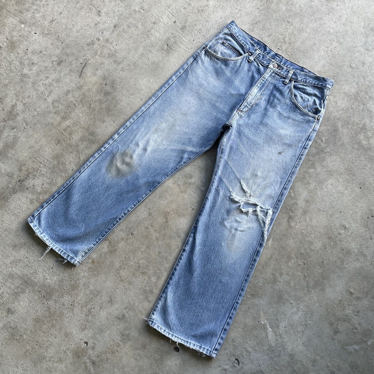 Vintage Vintage 90s Wrangler Distressed Denim Jeans Denim Pants W34 Size US 34 / EU 50 - 2 Thumbnail