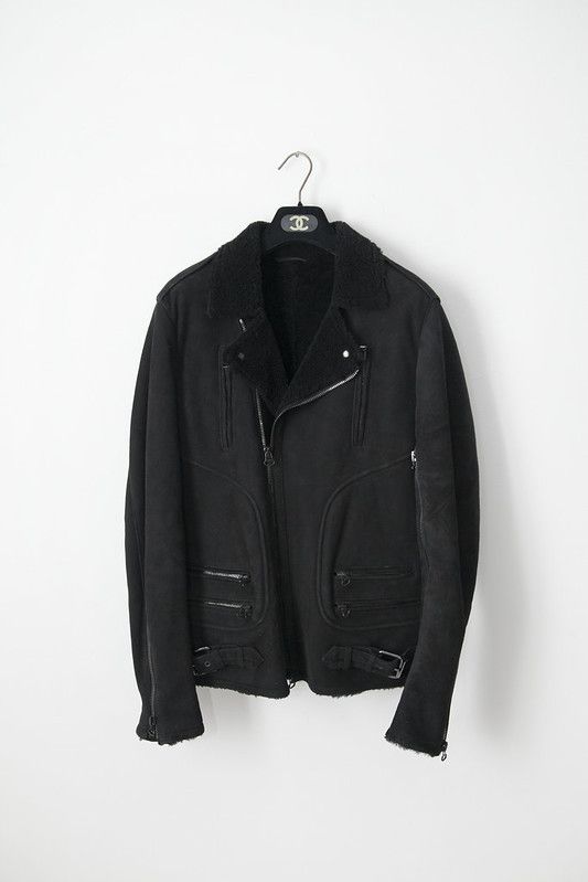image of Balmain Aw10 Shearling Perfecto Leather Jacket in Black, Men's (Size Medium)
