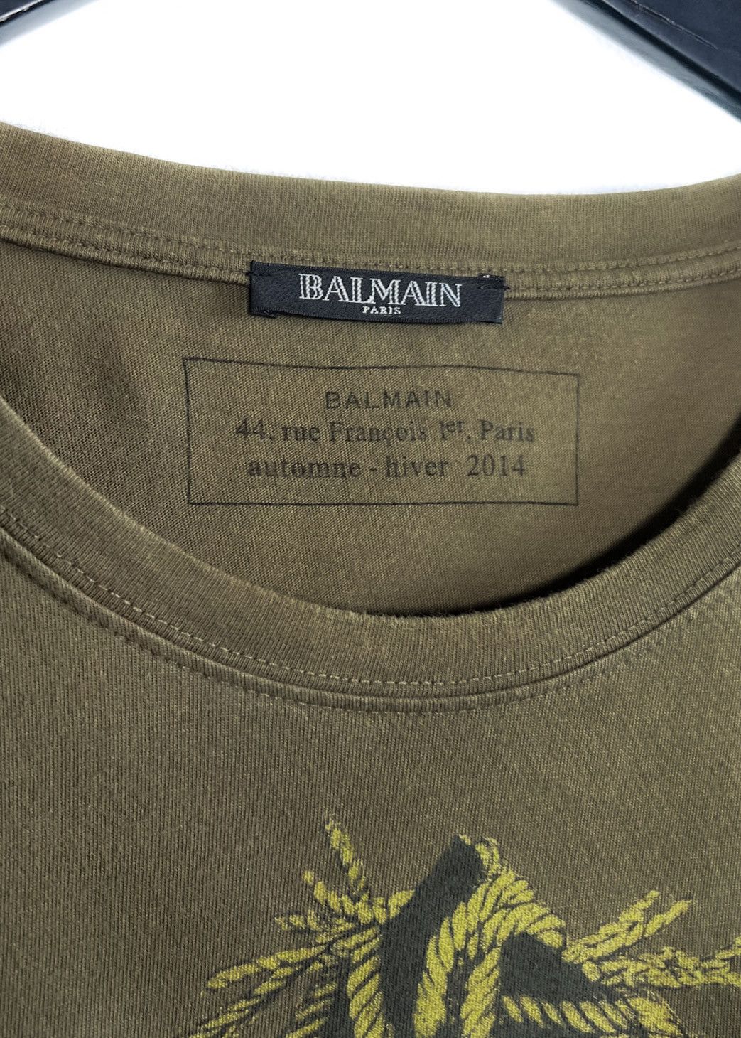 Balmain Balmain FW14 Olive Green Eagle Flag Print T-shirt Size US M / EU 48-50 / 2 - 2 Thumbnail