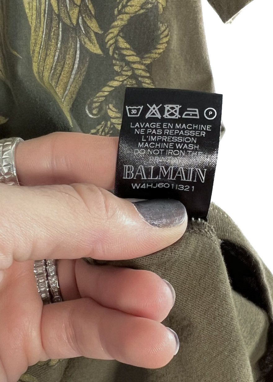 Balmain Balmain FW14 Olive Green Eagle Flag Print T-shirt Size US M / EU 48-50 / 2 - 4 Thumbnail