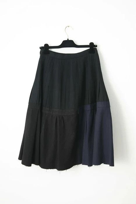 image of Maison Margiela Aw04 Artisanal Reconstructed Skirt in Black Blue, Women's (Size 26)