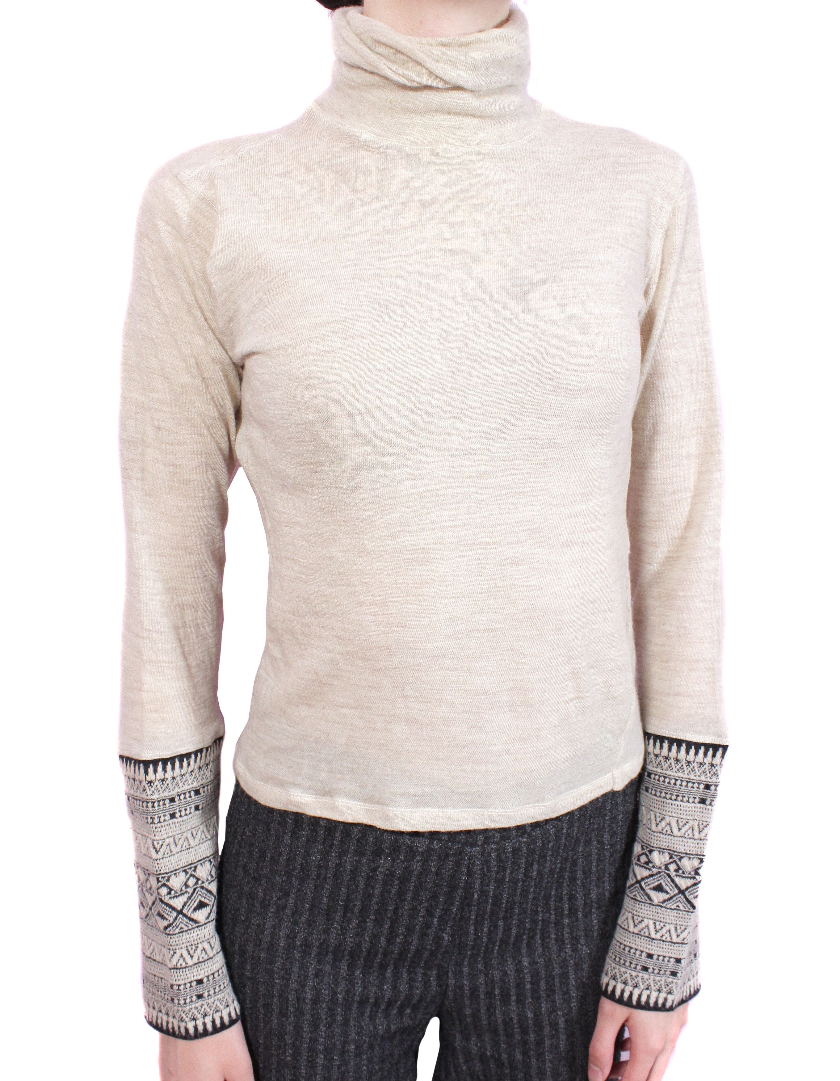 Jean Paul Gaultier 90S Fair Isle Sleeves Wool Twisted Turtleneck Vintage Size M / US 6-8 / IT 42-44 - 2 Thumbnail