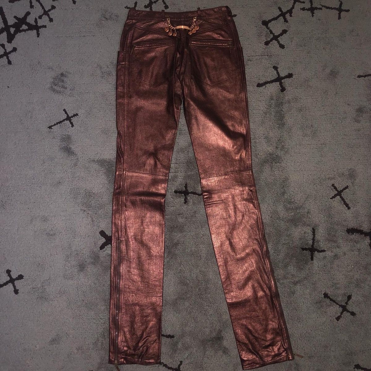 Dior × John Galliano Christian Dior Galliano Era Fall 2004 Vintage Leather Pants Size 28" / US 6 / IT 42 - 2 Thumbnail