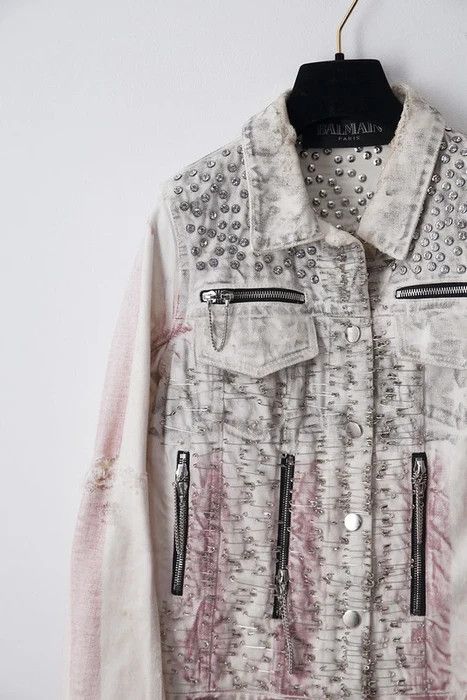 Balmain SS11 Stars & stripes denim jacket Size XS / US 0-2 / IT 36-38 - 3 Thumbnail
