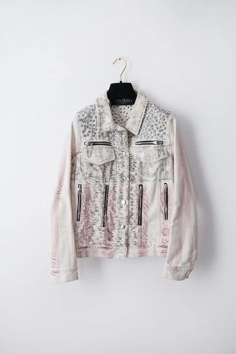 image of Balmain Ss11 Stars & Stripes Denim Jacket in White, Women's (Size XS)