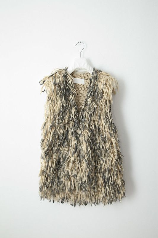image of Maison Margiela Aw03 Shaggy Jacket in Black Yellow, Women's (Size Small)