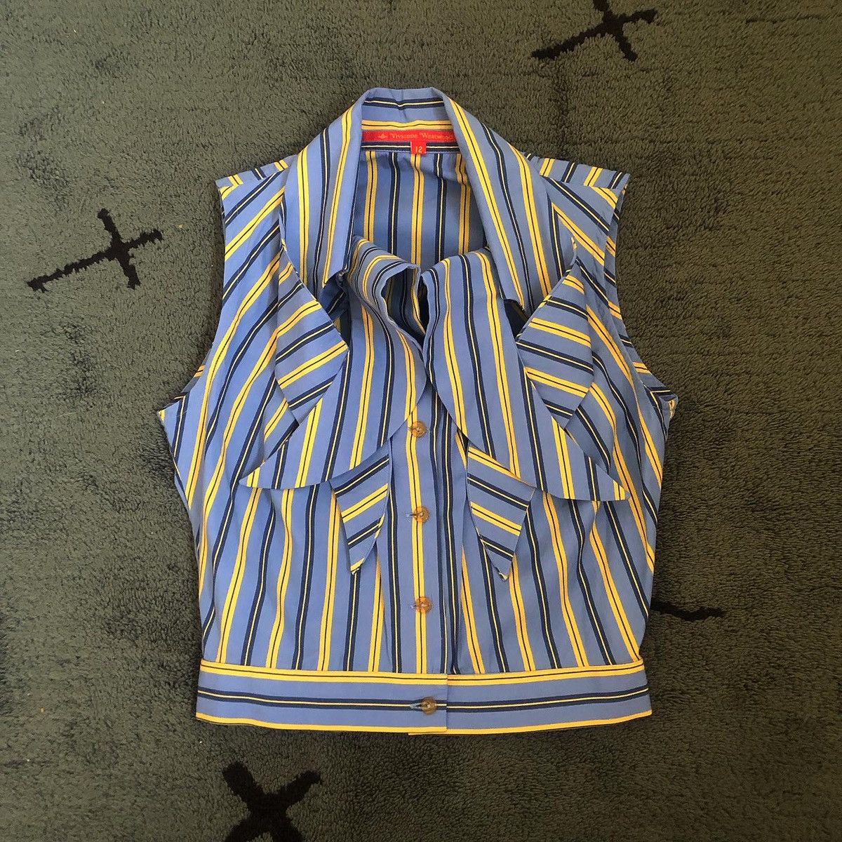 image of Vivienne Westwood Spring 1993 Ss93 Archive Petal Shirt in Blue, Women's (Size Medium)