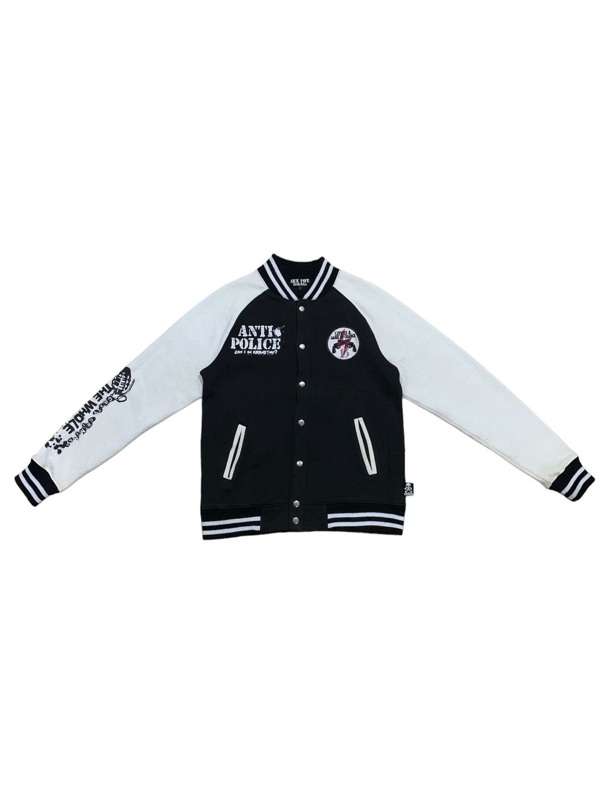 If Six Was Nine × Le Grande Bleu (L.G.B.) × Seditionaries Sex Pot Revenge Anti Police Varsity Jacket Size US M / EU 48-50 / 2 - 2 Thumbnail