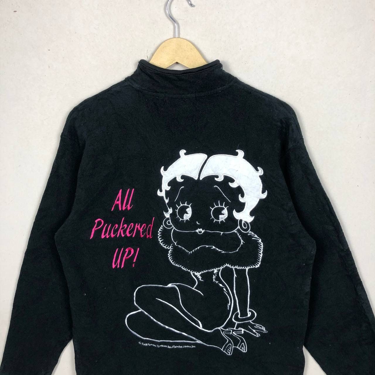 Cartoon Network × If Six Was Nine × Warner Bros Vintage 90s Betty Boobs Black Fleece Sweater Size US L / EU 52-54 / 3 - 3 Thumbnail