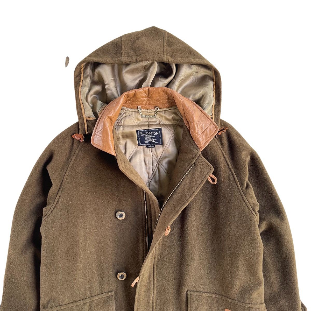 Burberry × Other 90s Burberry Wool Leather Collar Overcoat Size US M / EU 48-50 / 2 - 7 Thumbnail