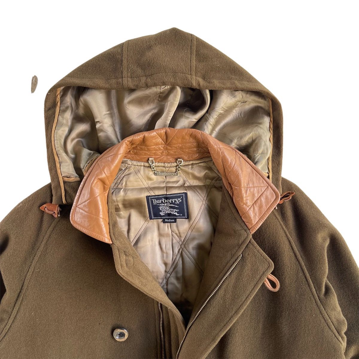 Burberry × Other 90s Burberry Wool Leather Collar Overcoat Size US M / EU 48-50 / 2 - 9 Thumbnail