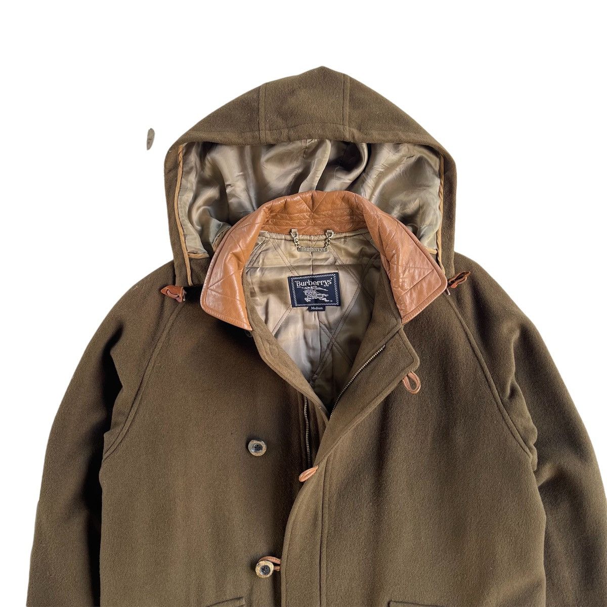 Burberry × Other 90s Burberry Wool Leather Collar Overcoat Size US M / EU 48-50 / 2 - 3 Thumbnail