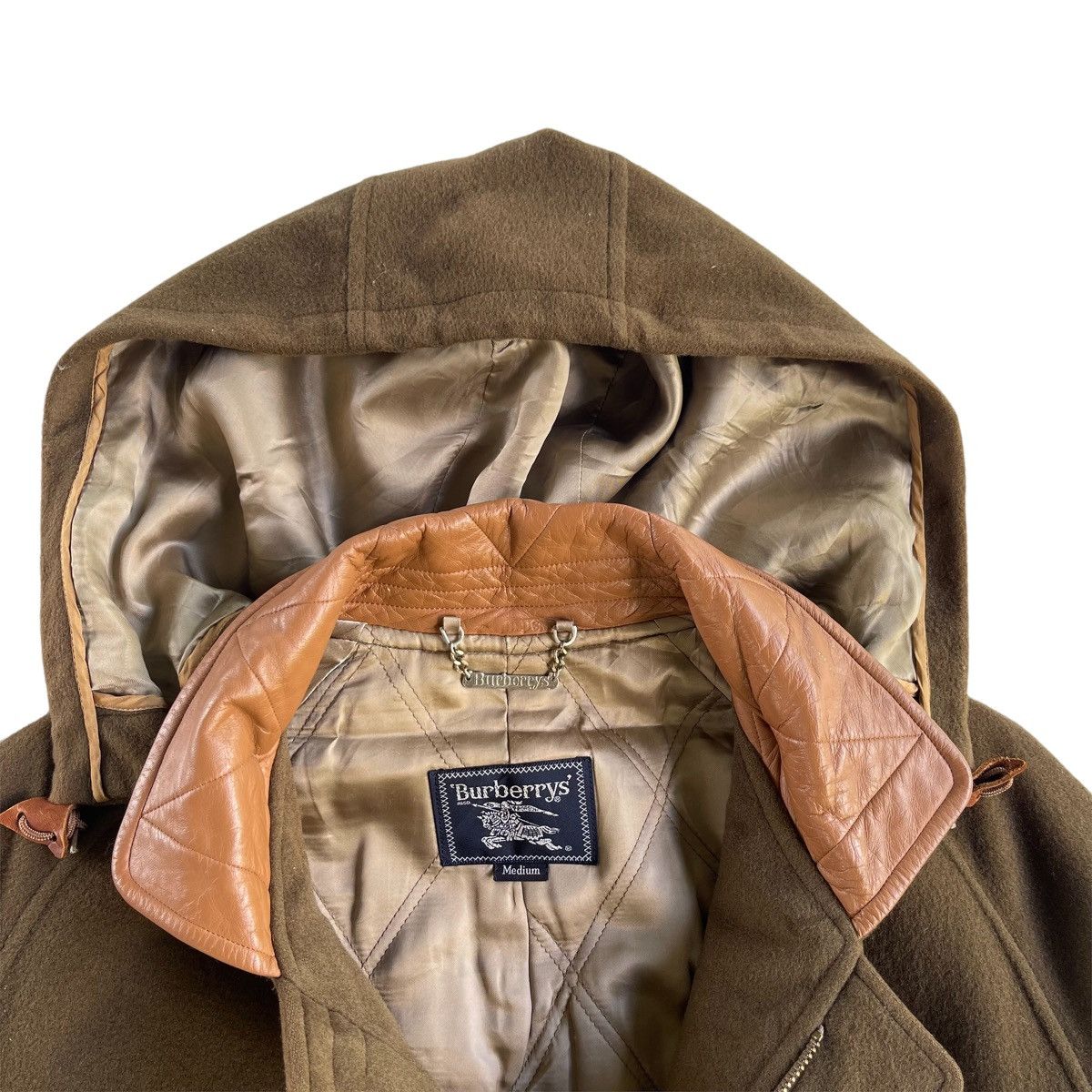 Burberry × Other 90s Burberry Wool Leather Collar Overcoat Size US M / EU 48-50 / 2 - 8 Thumbnail