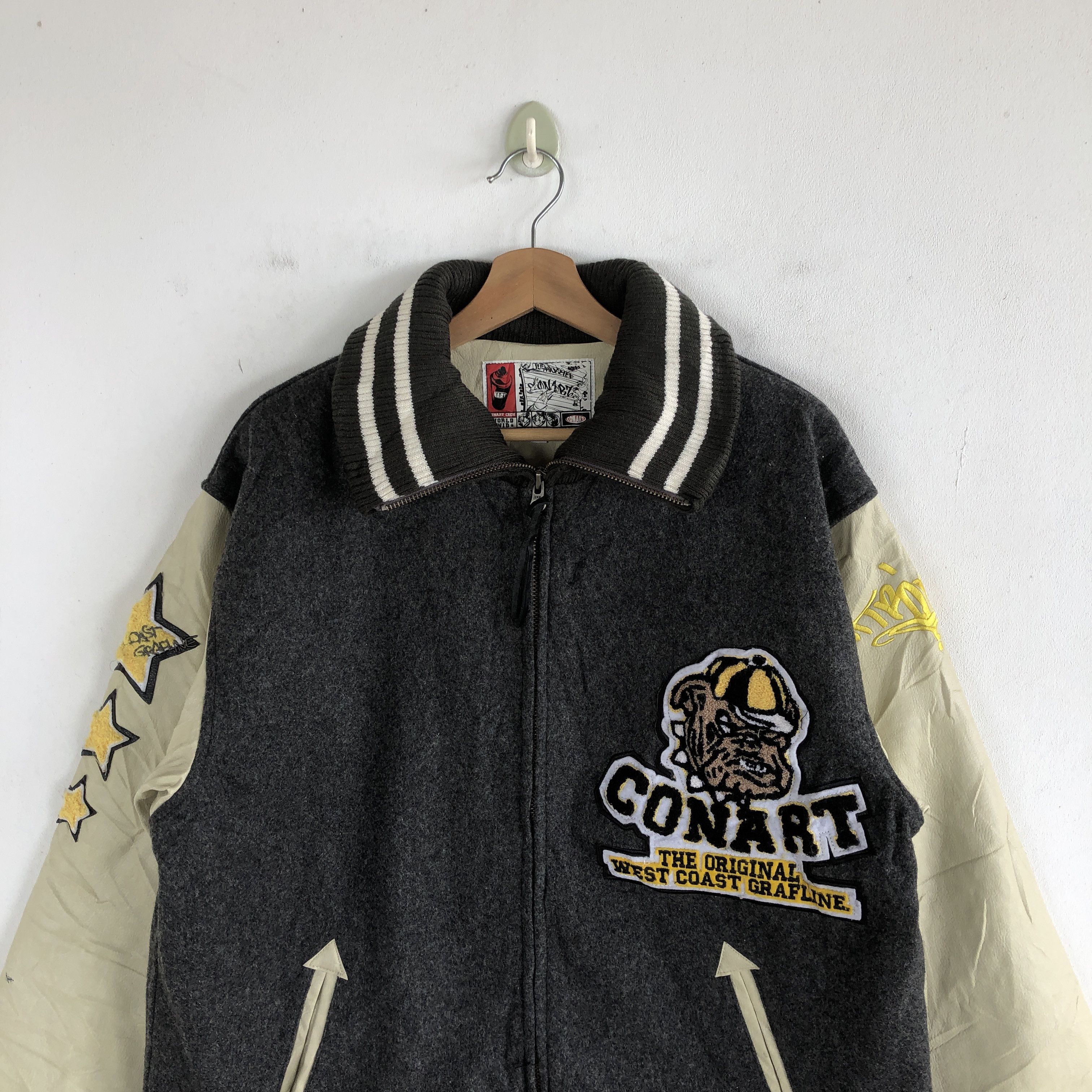 Japanese Brand × Vintage Vintage Conart Varsity Jackets Bull Dog Wool Jacket Size US L / EU 52-54 / 3 - 3 Thumbnail