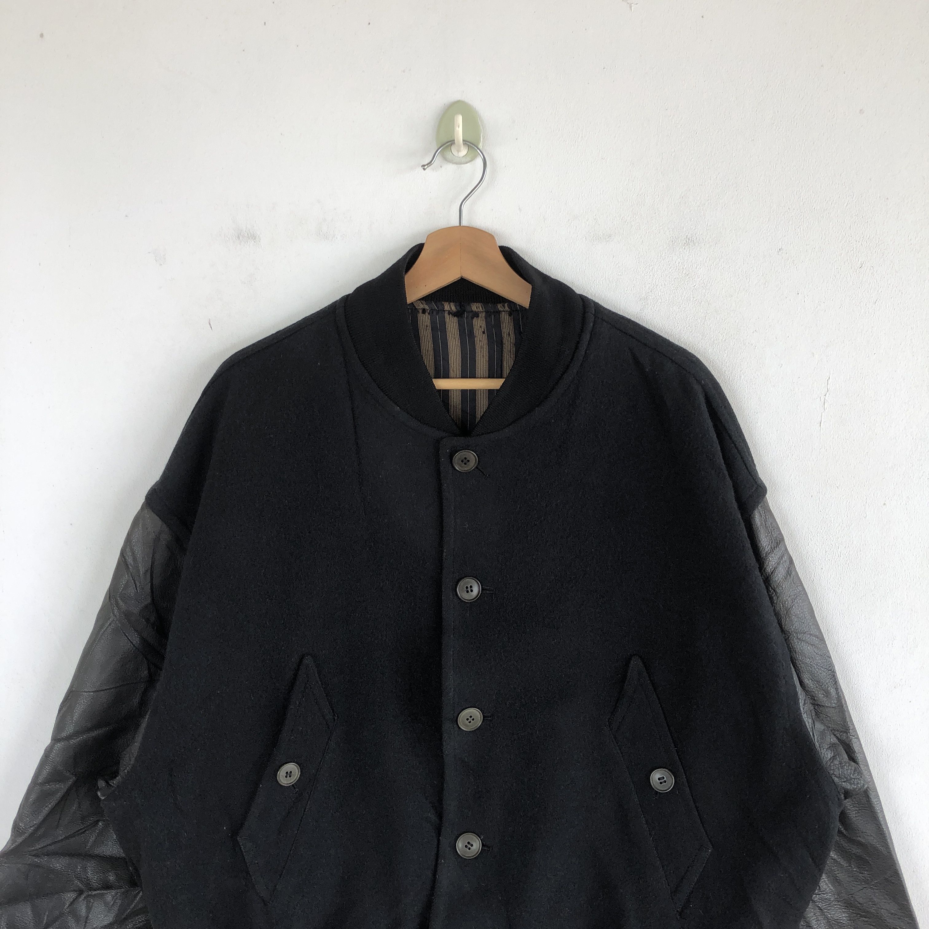 Japanese Brand Vintage 90s Stick Varsity Letterman Leather Wool Jackets Size US L / EU 52-54 / 3 - 4 Thumbnail