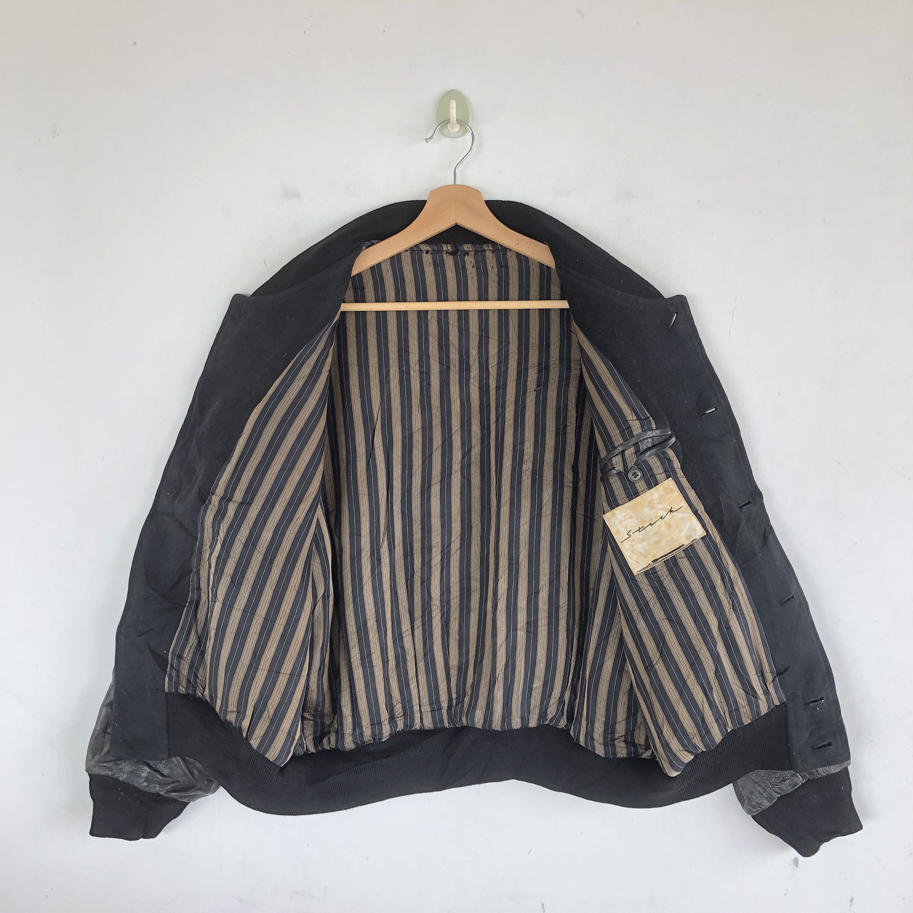 Japanese Brand Vintage 90s Stick Varsity Letterman Leather Wool Jackets Size US L / EU 52-54 / 3 - 8 Thumbnail