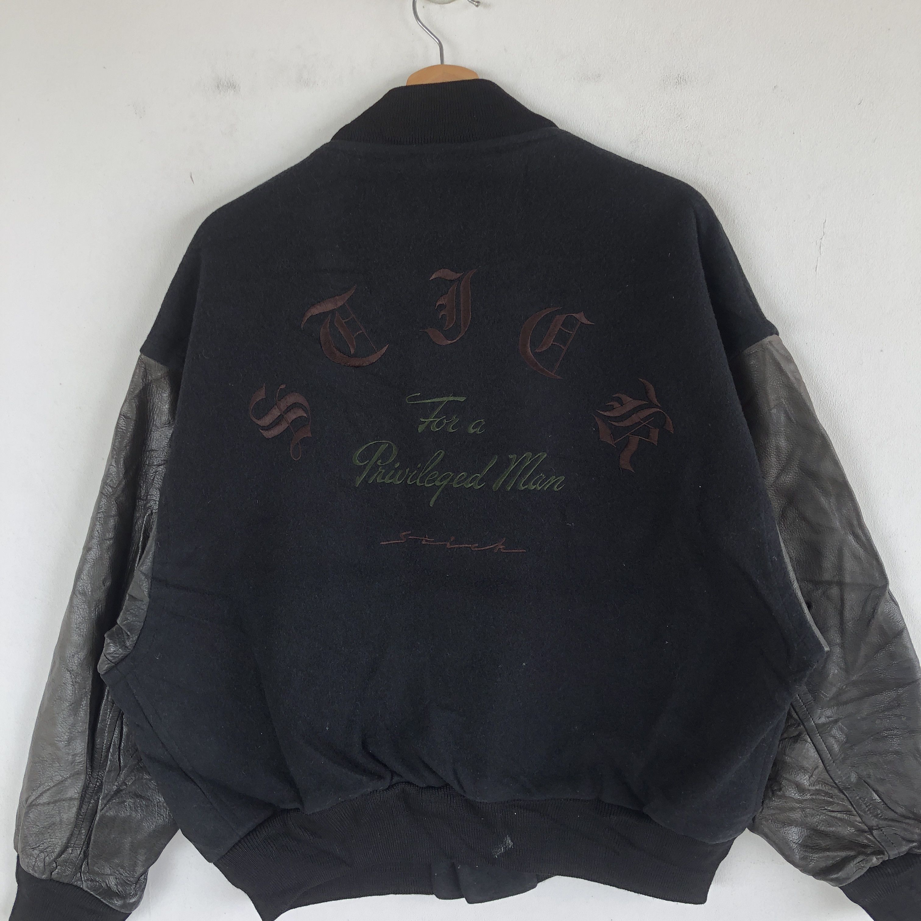 Japanese Brand Vintage 90s Stick Varsity Letterman Leather Wool Jackets Size US L / EU 52-54 / 3 - 5 Thumbnail