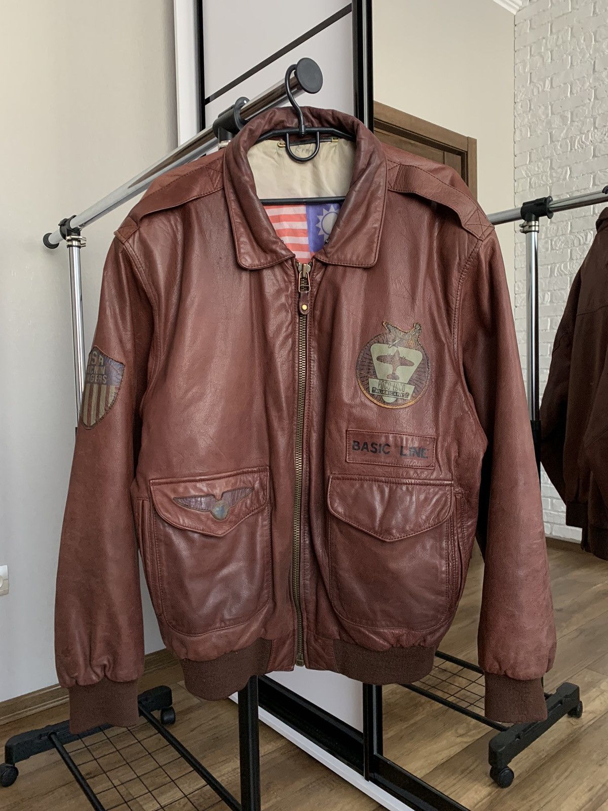 image of 1990X Clothing x Military Leather Usa Army Flying Rangers Jacket Vintage 90's in Red (Size Large)
