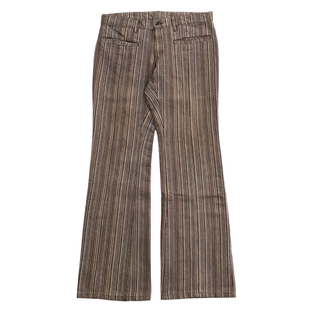 image of Vintage Tete Homme By Issey Miyake Pin Striped Flare Pants in Brown, Men's (Size 33)