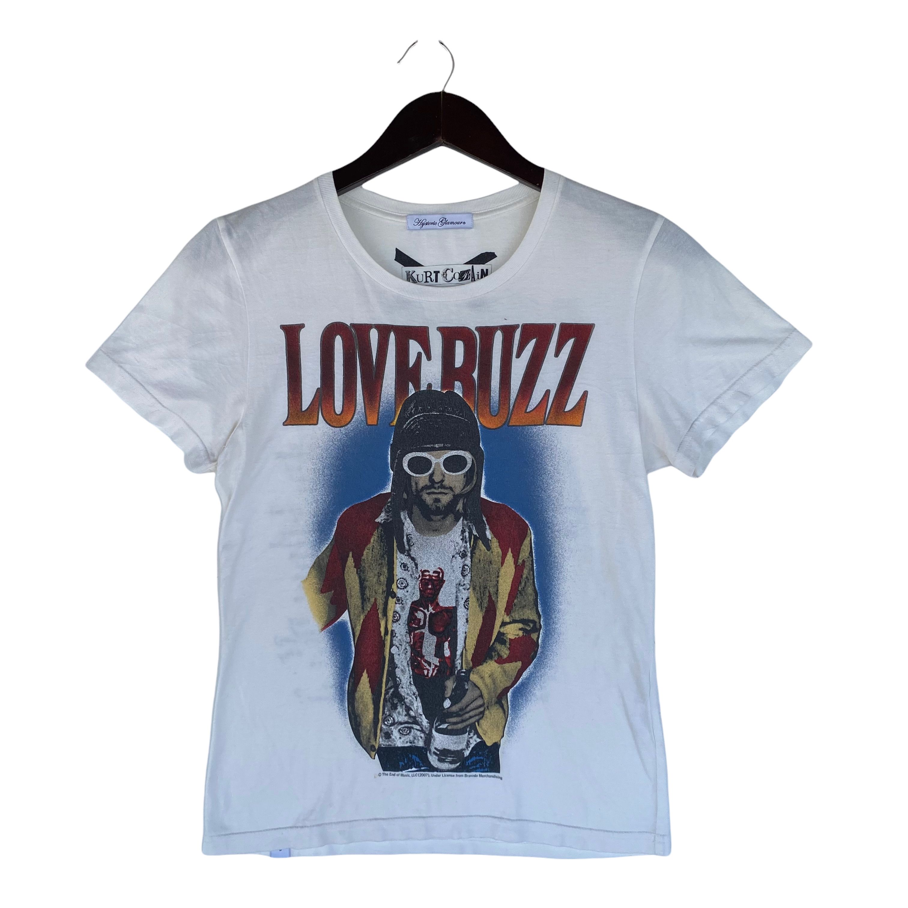 image of Hysteric Glamour x Kurt Cobain Love Buzz Nirvana Band Shirt in White, Men's (Size XS)