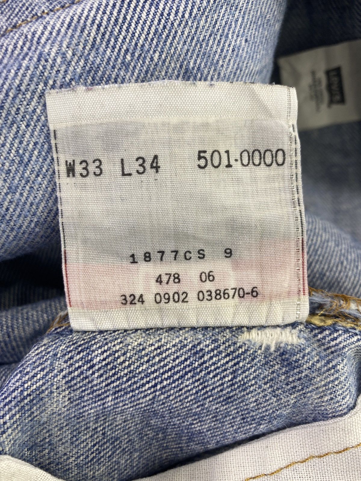 Levi's VINTAGE LEVI'S 501 DISTRESS STONE BLUE WASH JEANS - J654 Size US 33 - 7 Thumbnail