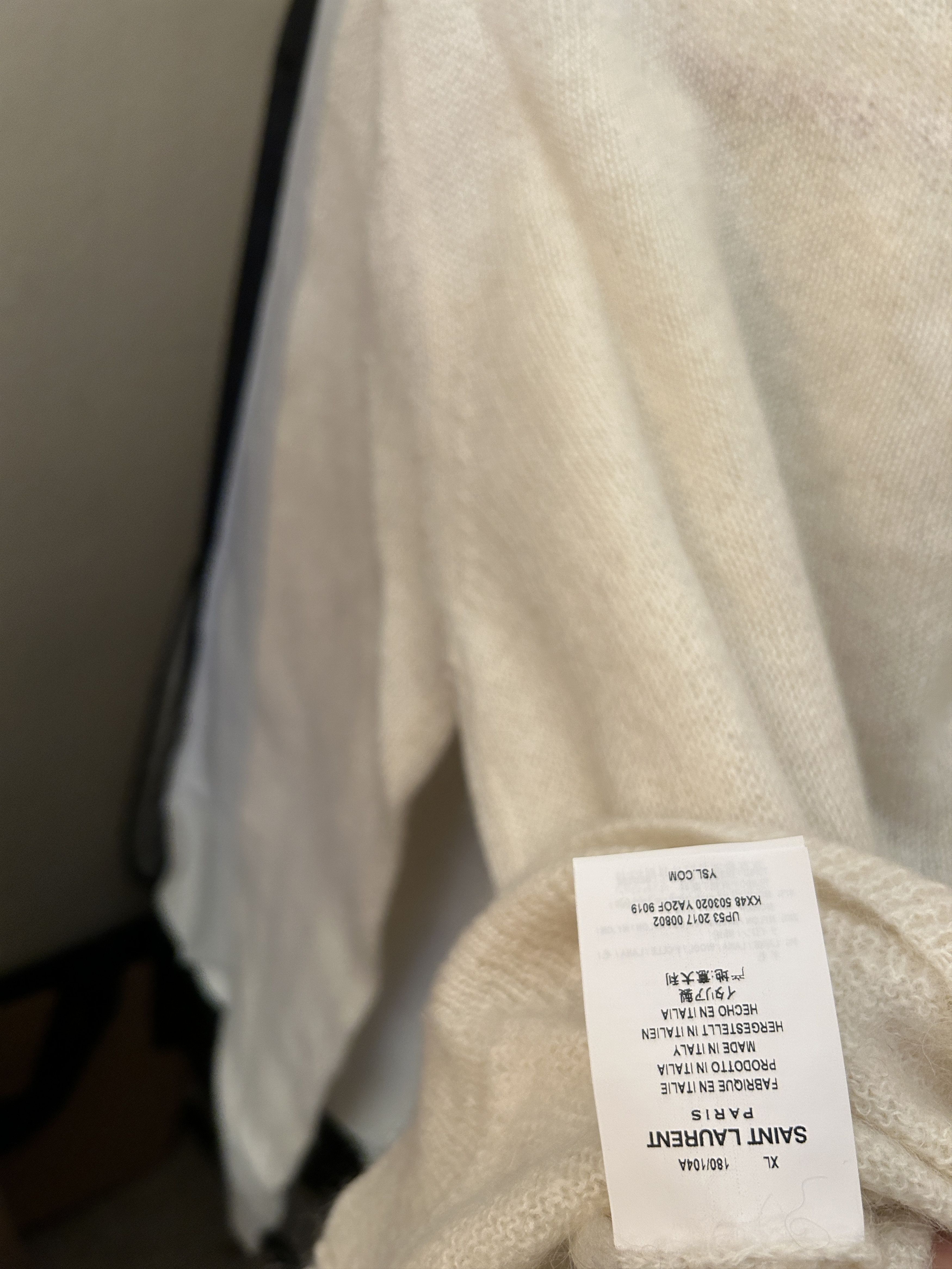 Hedi Slimane × Yves Saint Laurent Palm tree intarsia mohair sweater knitted jumper cream Size US XL / EU 56 / 4 - 6 Thumbnail