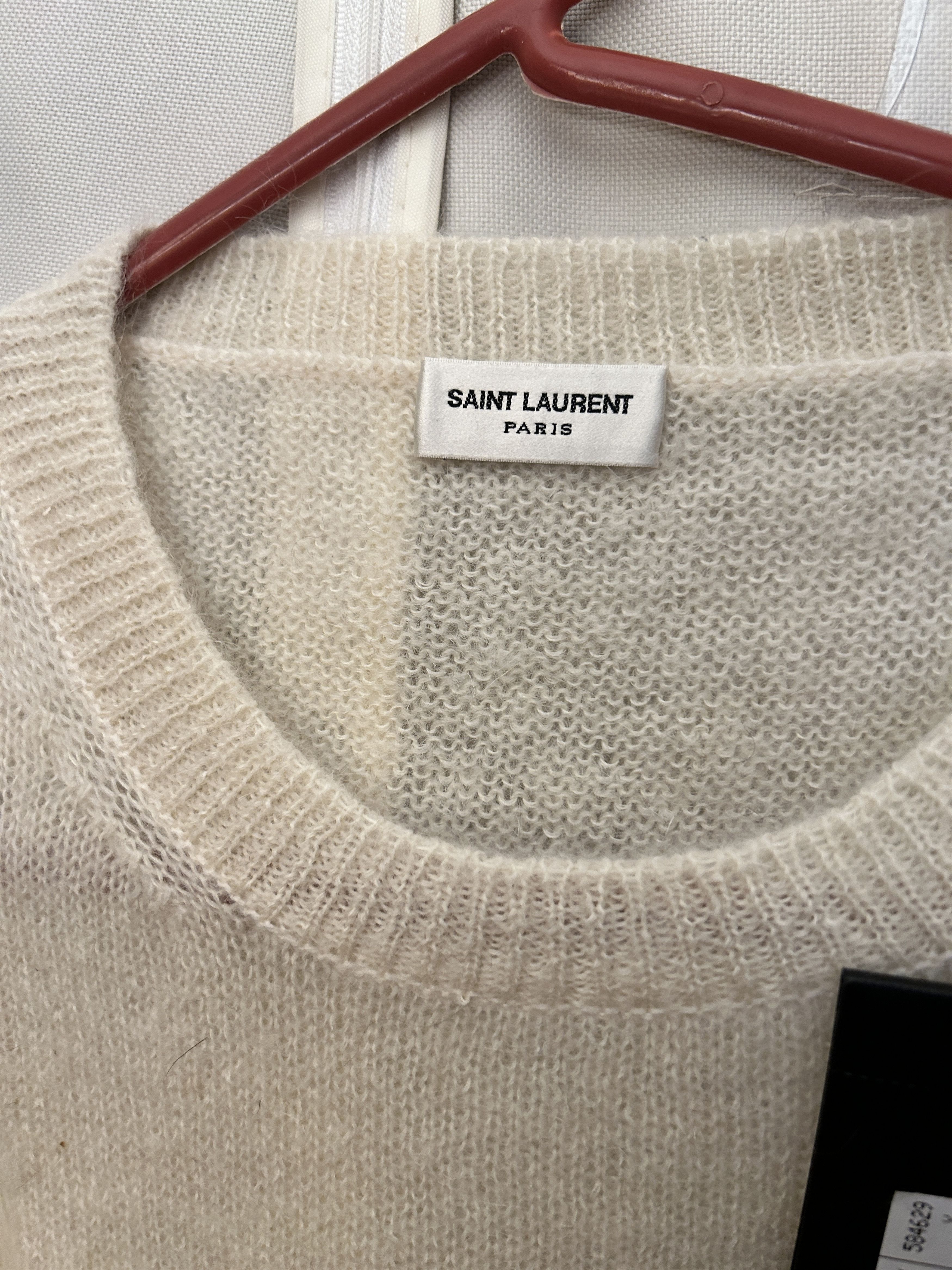 Hedi Slimane × Yves Saint Laurent Palm tree intarsia mohair sweater knitted jumper cream Size US XL / EU 56 / 4 - 2 Thumbnail