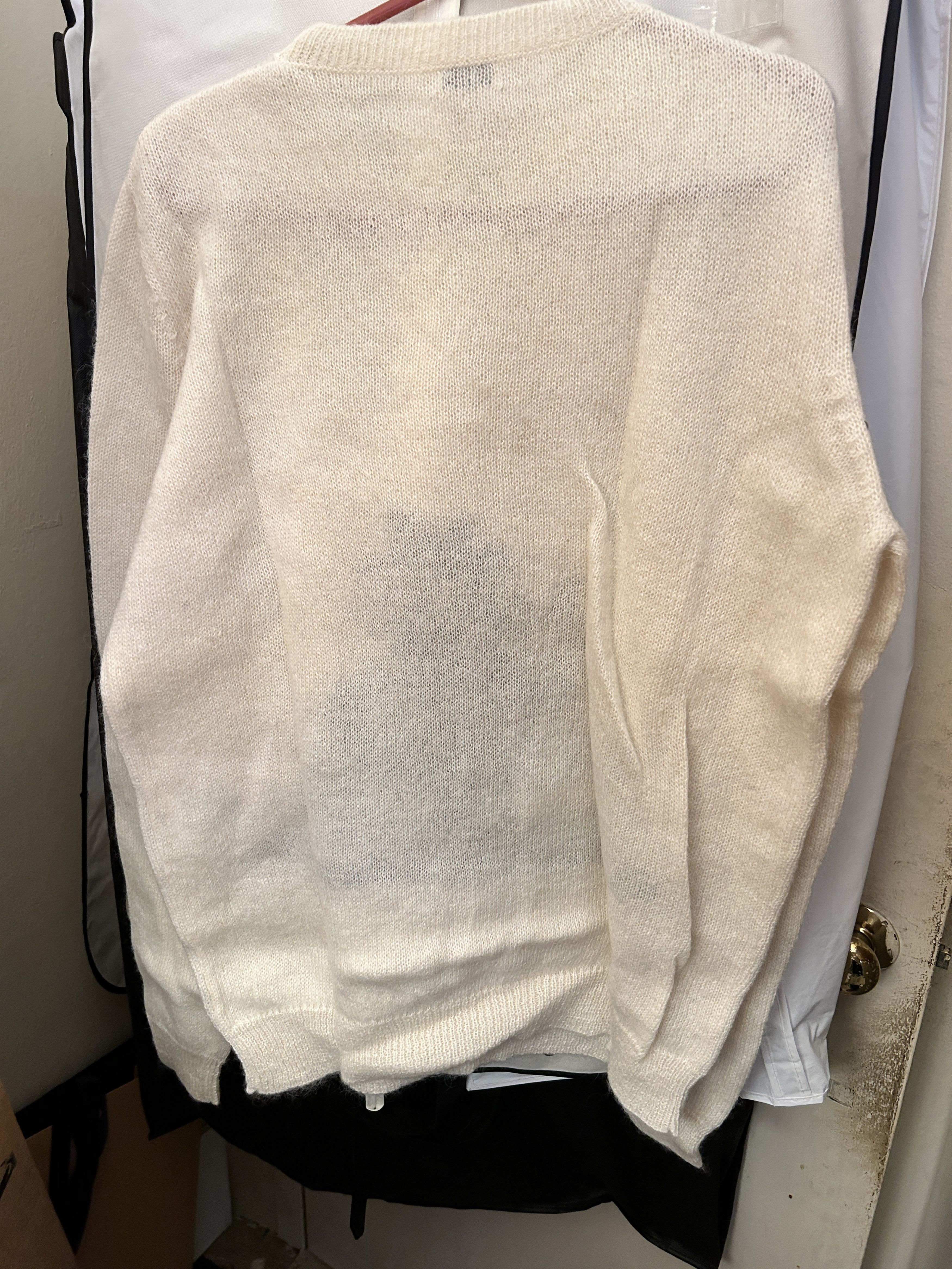 Hedi Slimane × Yves Saint Laurent Palm tree intarsia mohair sweater knitted jumper cream Size US XL / EU 56 / 4 - 4 Thumbnail